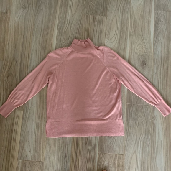 Light pink, long sleeved, mock neck, knit sweater - Picture 2 of 4